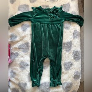 Velvet Green Christmas Romper